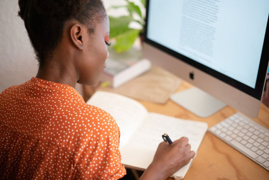 Woman writing, pantsing